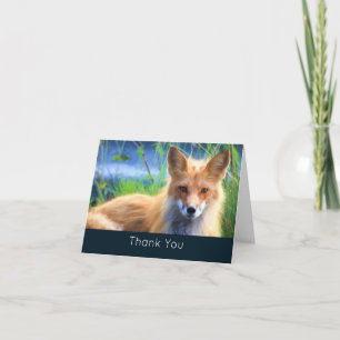 Red Fox Laying in Grass Scenic Wildlife Thank You Card