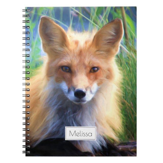 Red Fox Laying in the Grass Scenic Personalised Notebook (Front)