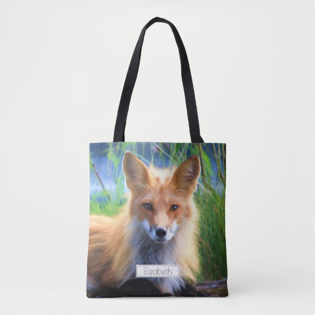 Red Fox Laying in the Grass Scenic Personalised Tote Bag (Front)
