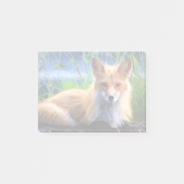Red Fox Laying in the Grass Wildlife Image Post-it Notes (Front)