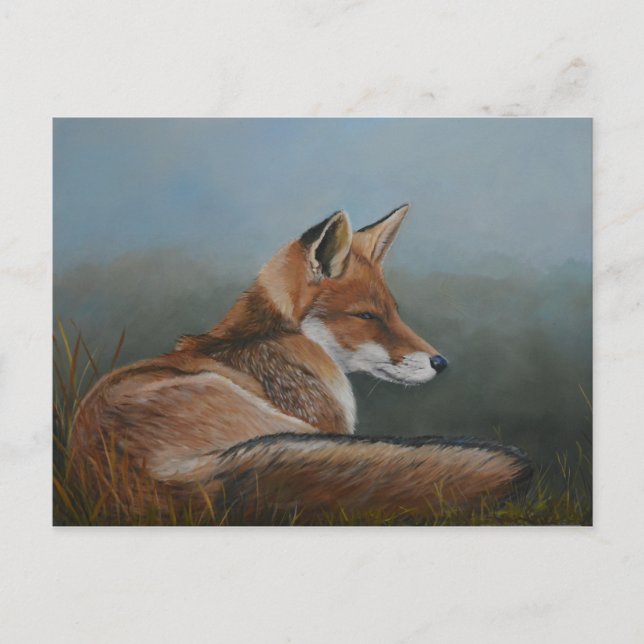 Red Fox Laying Low Animal Art Postcard (Front)