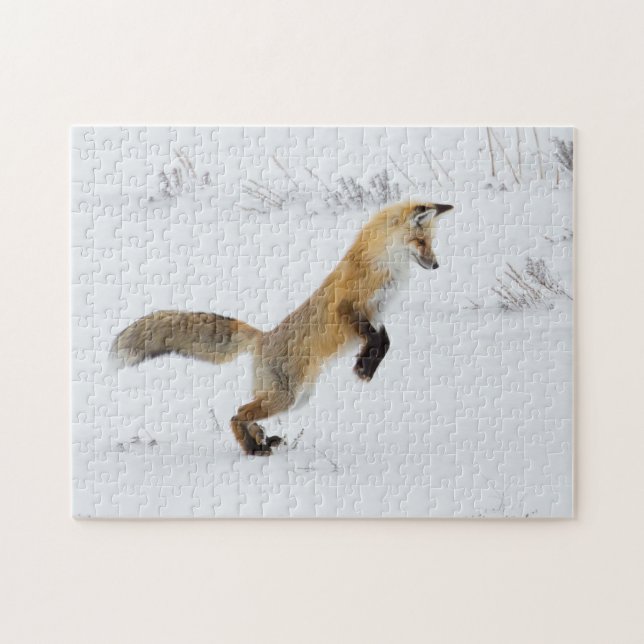 Red Fox Leaps in Snow Jigsaw Puzzle (Horizontal)