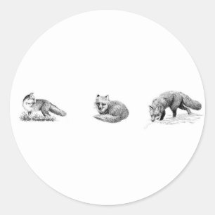 Red Fox Line Art Classic Round Sticker