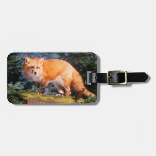 Red Fox on a log Luggage Tag