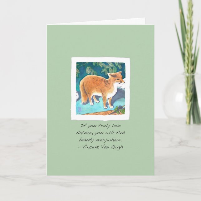 Red Fox on Light Green Encouragement Card (Front)