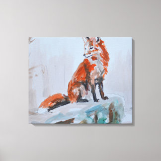 Red Fox on Rock Canvas Print