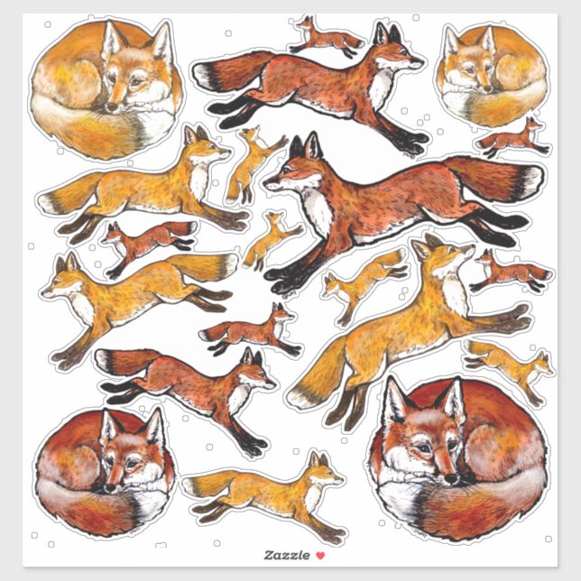 Red Fox Orange Foxes Woodland Nature Animal Vinyl (Sheet)