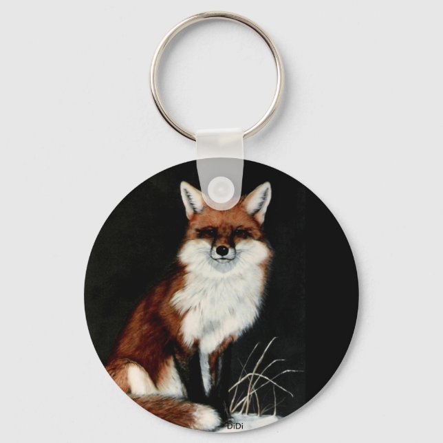 RED FOX painting by DiDi Key Ring (Front)