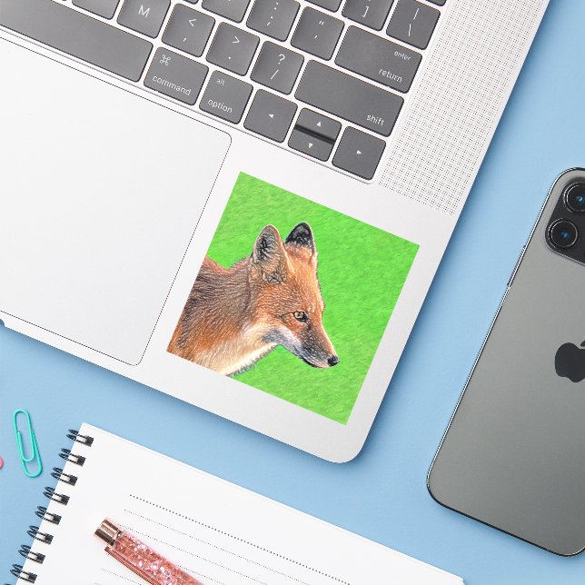 Red Fox Painting - Original Wildlife Art (Laptop w/ iPhone)