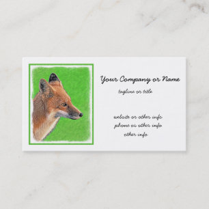 Red Fox Painting - Original Wildlife Art Business Card