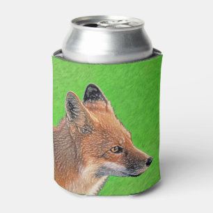 Red Fox Painting - Original Wildlife Art Can Cooler