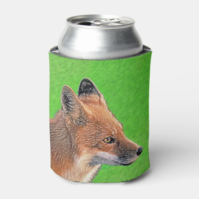 Red Fox Painting - Original Wildlife Art Can Cooler (Can Front)
