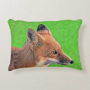 Red Fox Painting - Original Wildlife Art Decorative Cushion