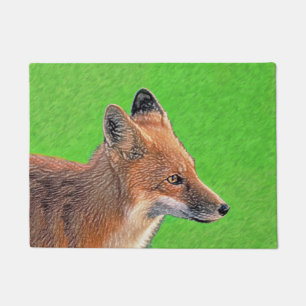Red Fox Painting - Original Wildlife Art Doormat