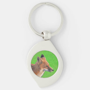 Red Fox Painting - Original Wildlife Art Key Ring