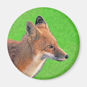 Red Fox Painting - Original Wildlife Art Magnet