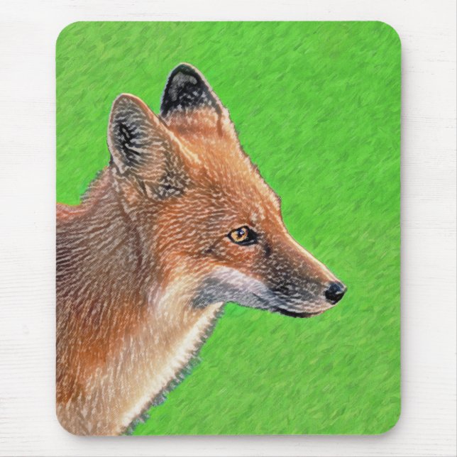 Red Fox Painting - Original Wildlife Art Mouse Mat (Front)