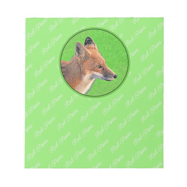 Red Fox Painting - Original Wildlife Art Notepad (Front)