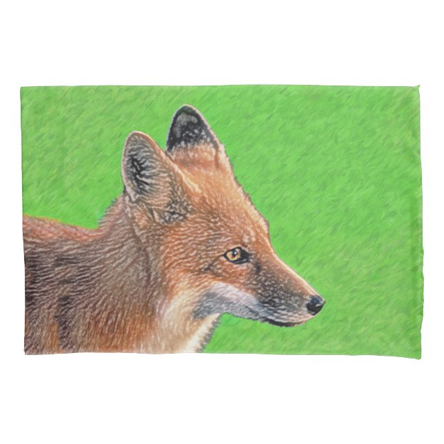 Red Fox Painting - Original Wildlife Art Pillowcase (Front)