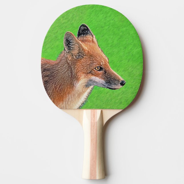 Red Fox Painting - Original Wildlife Art Ping Pong Paddle (Front)