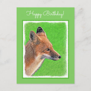 Red Fox Painting - Original Wildlife Art Postcard