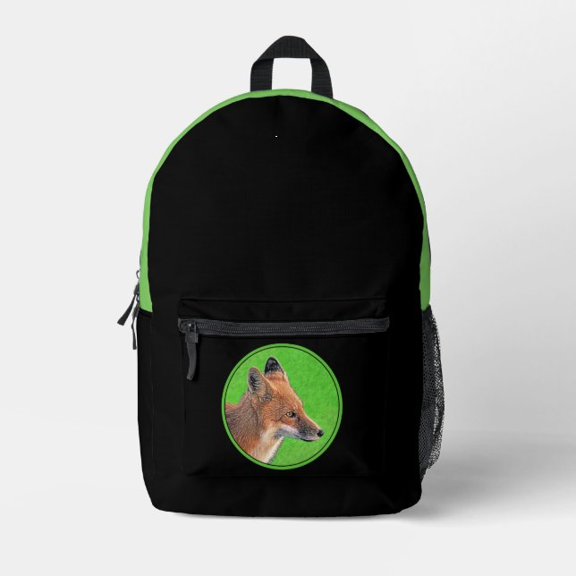 Red Fox Painting - Original Wildlife Art Printed Backpack (Front)