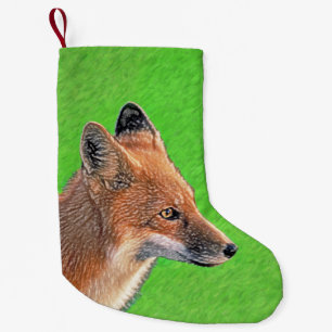 Red Fox Painting - Original Wildlife Art Small Christmas Stocking