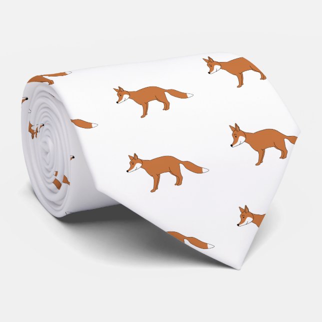 Red Fox Pattern Tie (Rolled)
