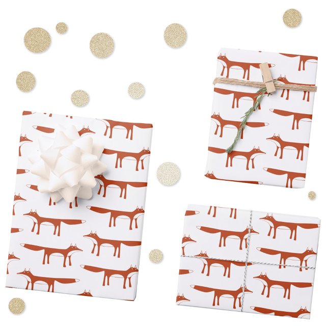 Red Fox Pattern Wrapping Paper Sheet (Red fox animal pattern gift wrapping paper )