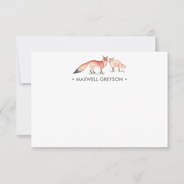 Red Fox Personalised Stationery Small Card (Front)