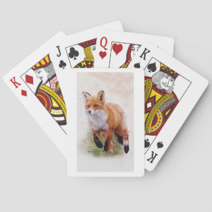 Red fox playing cards- watercolor wildlife playing cards