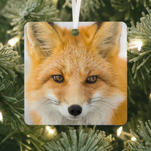 Red Fox Portrait Metal Tree Decoration