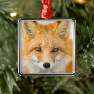 Red Fox Portrait Metal Tree Decoration