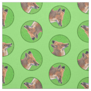 Red Fox Portrait Painting Original Wildlife Art Fabric