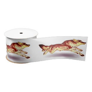 Red fox running satin ribbon