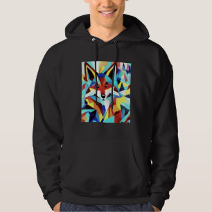 Red Fox Running Through Water Geometric Style Hoodie
