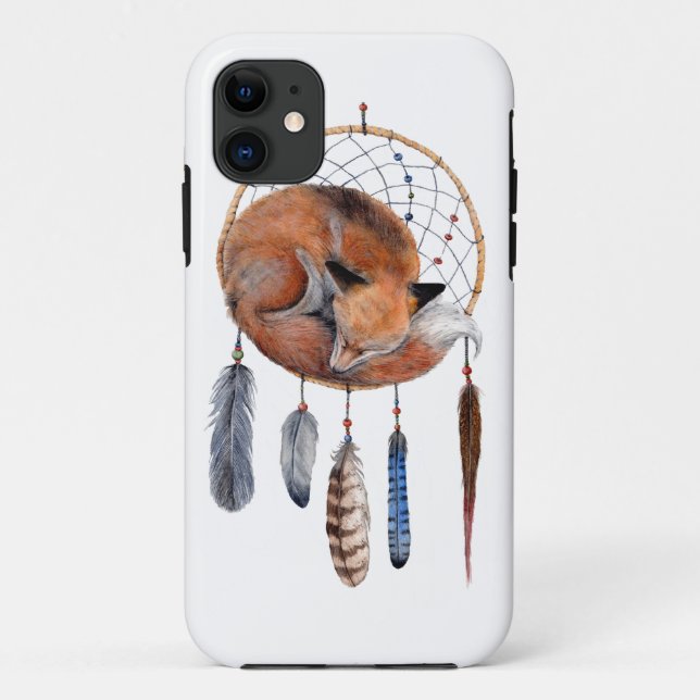 Red Fox Sleeping on Dreamcatcher Case-Mate iPhone Case (Back)