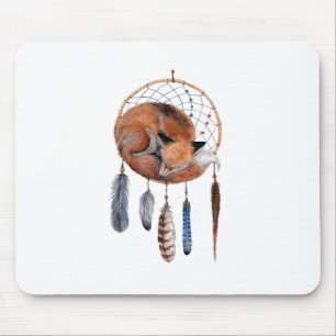 Red Fox Sleeping on Dreamcatcher Mouse Mat