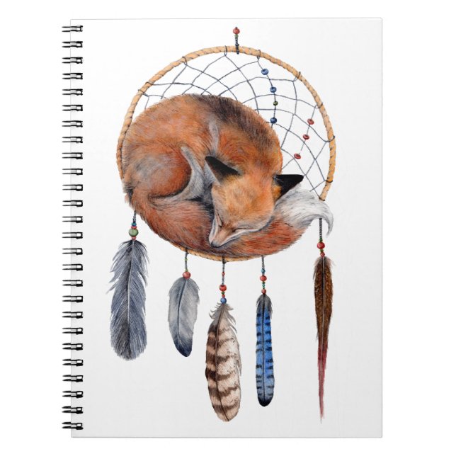 Red Fox Sleeping on Dreamcatcher Notebook (Front)