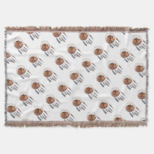 Red Fox Sleeping on Dreamcatcher Throw Blanket