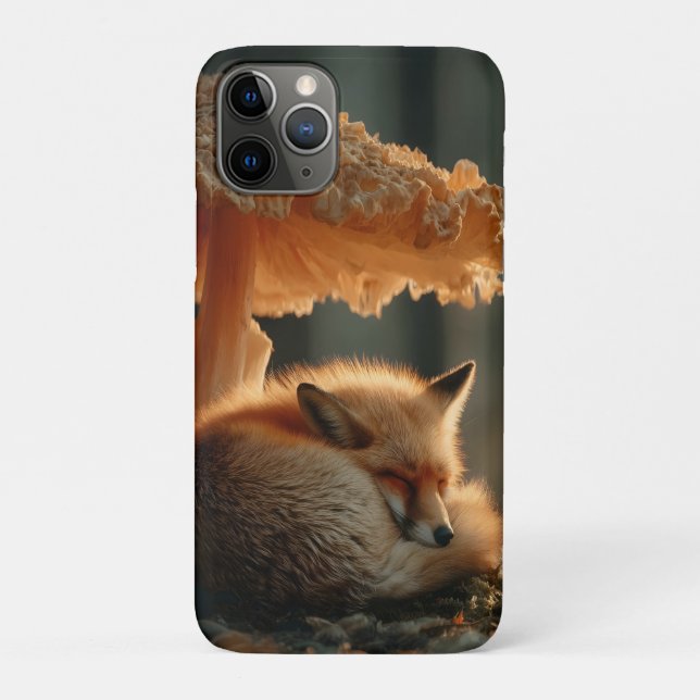 Red Fox Sleeping Under Giant Mushroom Case-Mate iPhone Case (Back)