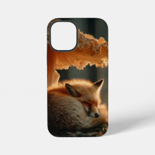 Red Fox Sleeping Under Giant Mushroom iPhone 12 Mini Case