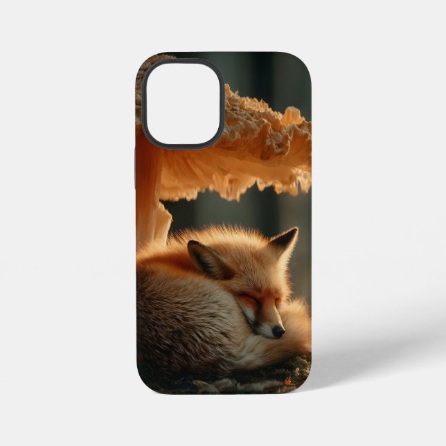 Red Fox Sleeping Under Giant Mushroom iPhone Case (Back)