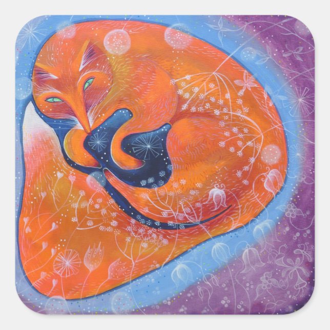 Red Fox. Square Sticker (Front)