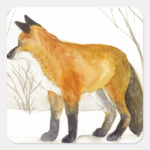Red Fox Square Sticker