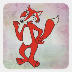 Red Fox Square Sticker