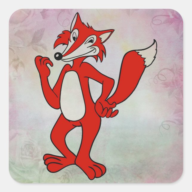Red Fox Square Sticker (Front)