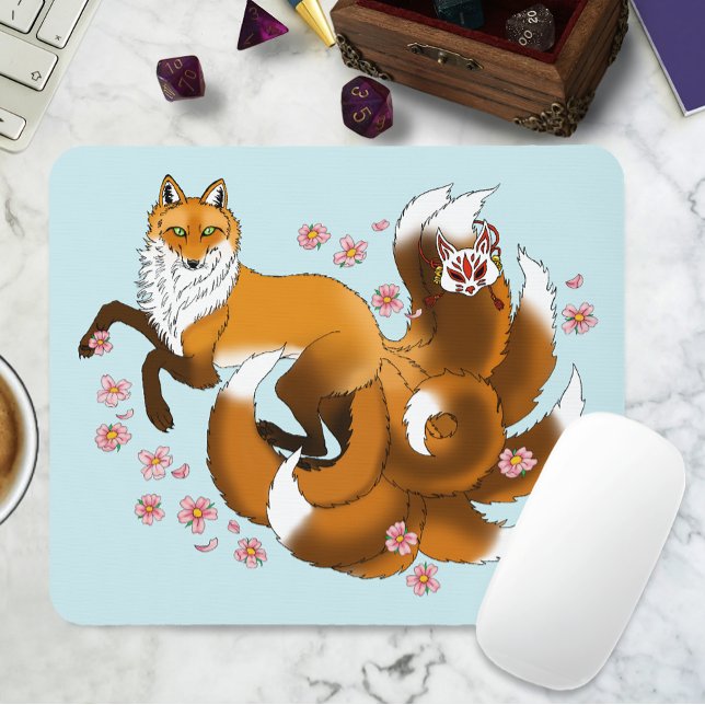 Red Fox Tails Kitsune Kasai Mouse Mat (Creator Uploaded)
