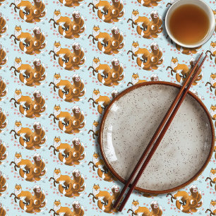 Red Fox Tails Kitsune Kasai Tablecloth