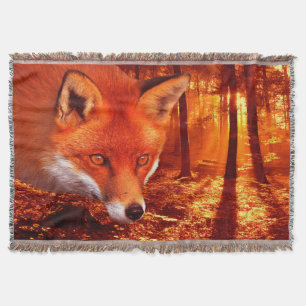 Red Fox Throw Blanket